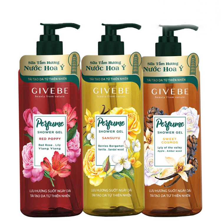 Sữa tắm tái tạo da GIVEBE dung tích 700ml – 2 mùi hương ( đỏ, cam )